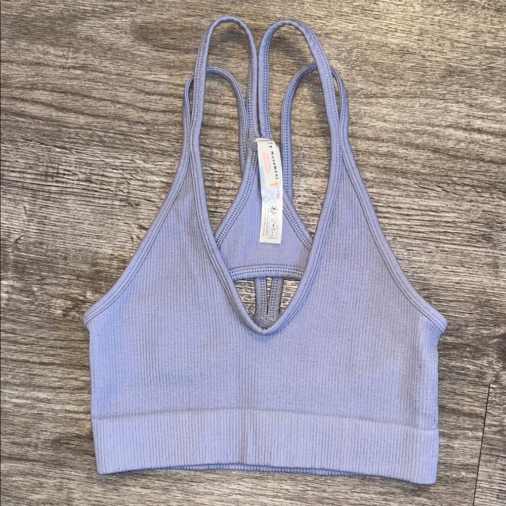 FP Movement Ribbed Seamless Strappy Back Crop Tank Lavender XS - Picture 5 of 5